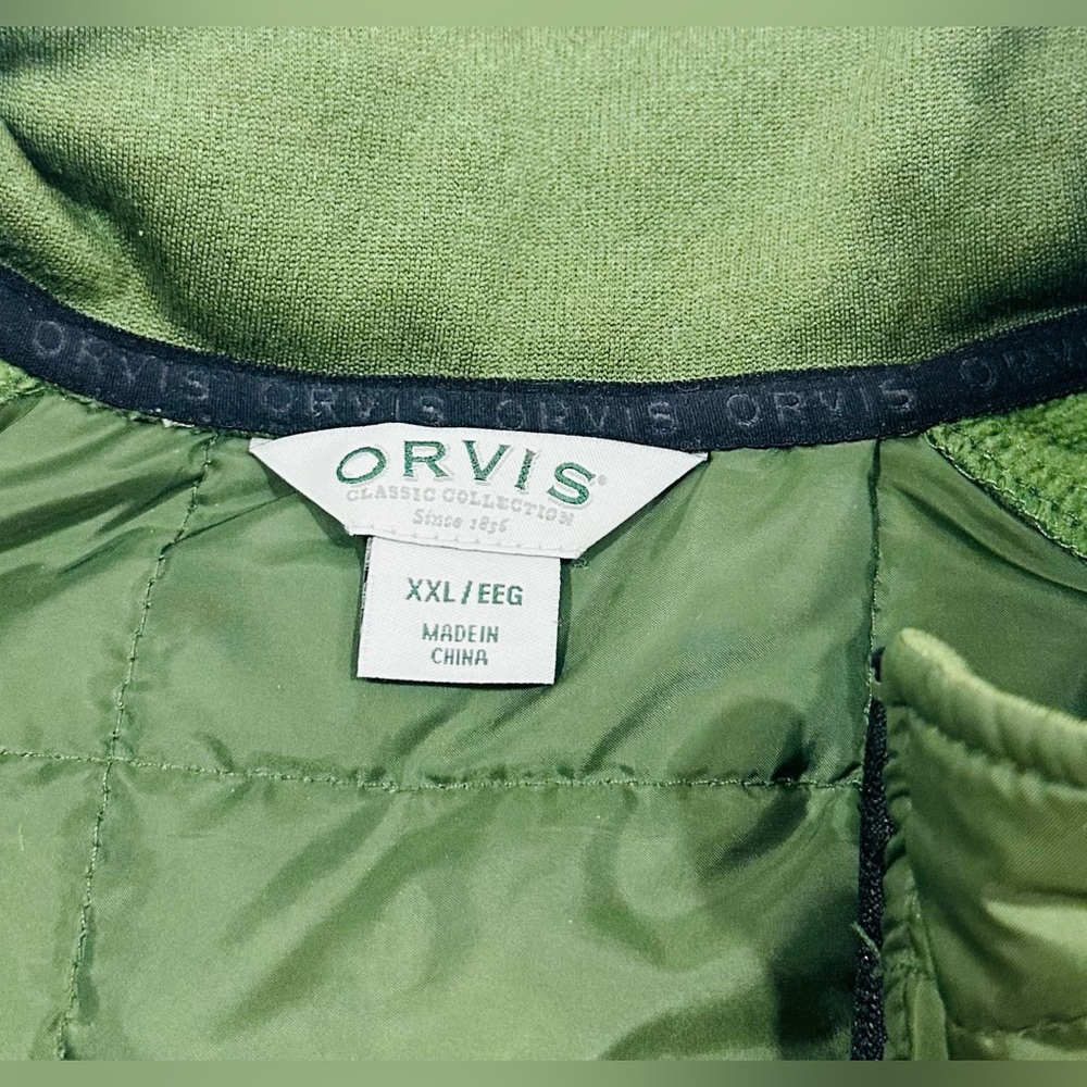 Orvis Full Zip Jacket Mixed Media Olive Green Quilted Lightweight Mens Size XXL - Picture 6 of 9